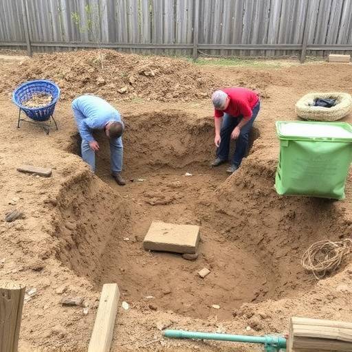 Photograph of researchers carefully excavating the site in Oakhaven, Pennsylvania.